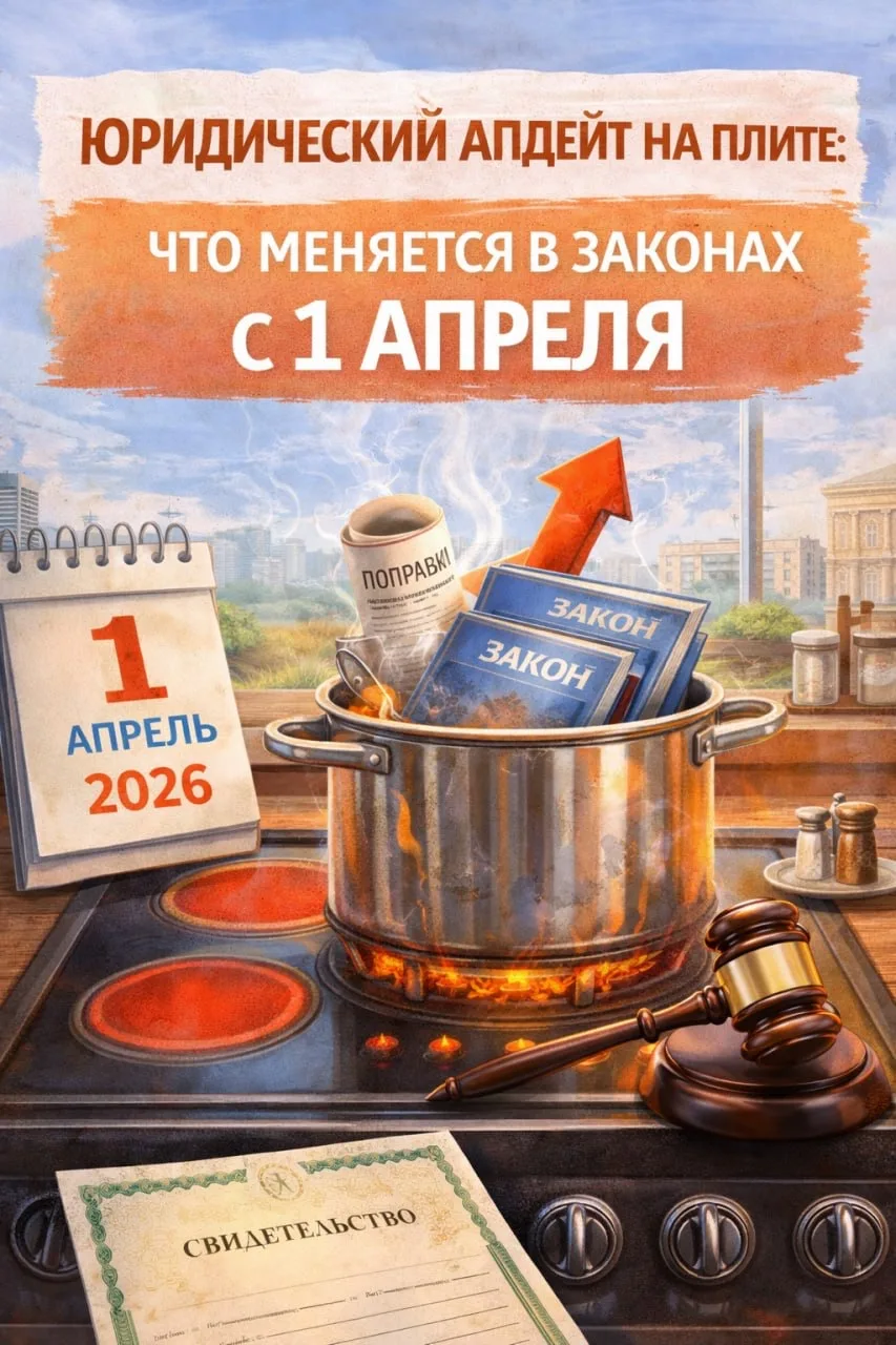 🗓Юридический апдейт на плите: что  меняется в законах с 1 апреля 2026