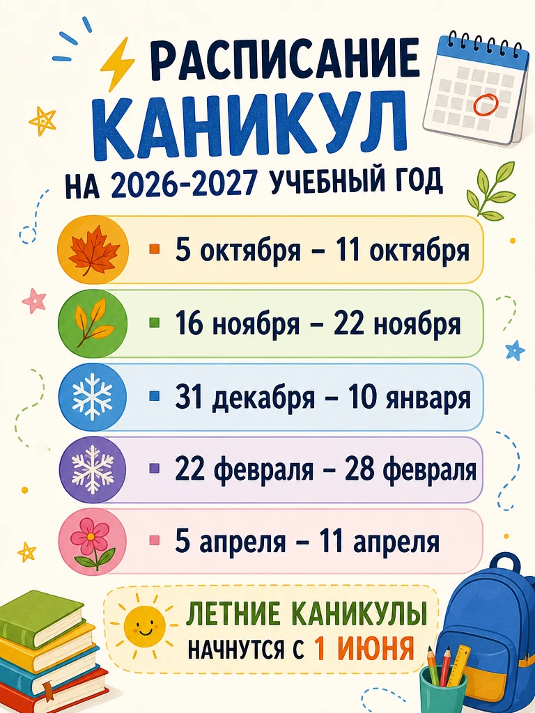 ⚡️ ГРАФИК КАНИКУЛ