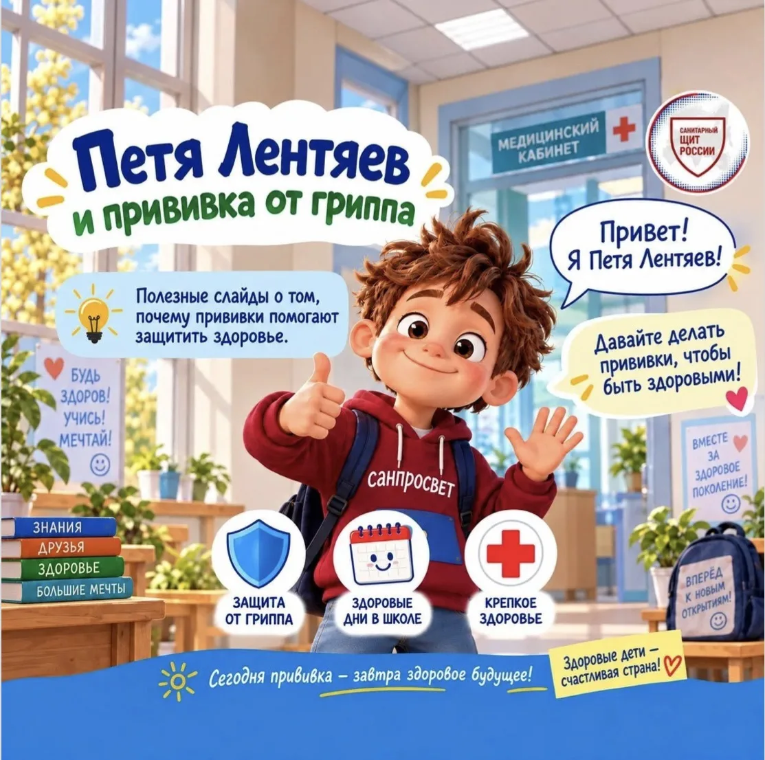 Петя Лентяев и прививка от гриппа 💡