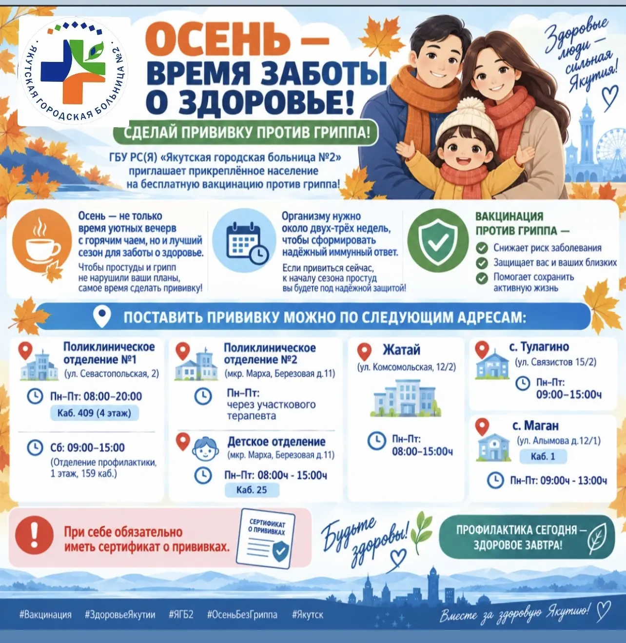 ГБУ РС(Я) «Якутская городская больница №2» приглашает прикреплённое население на беспла...
