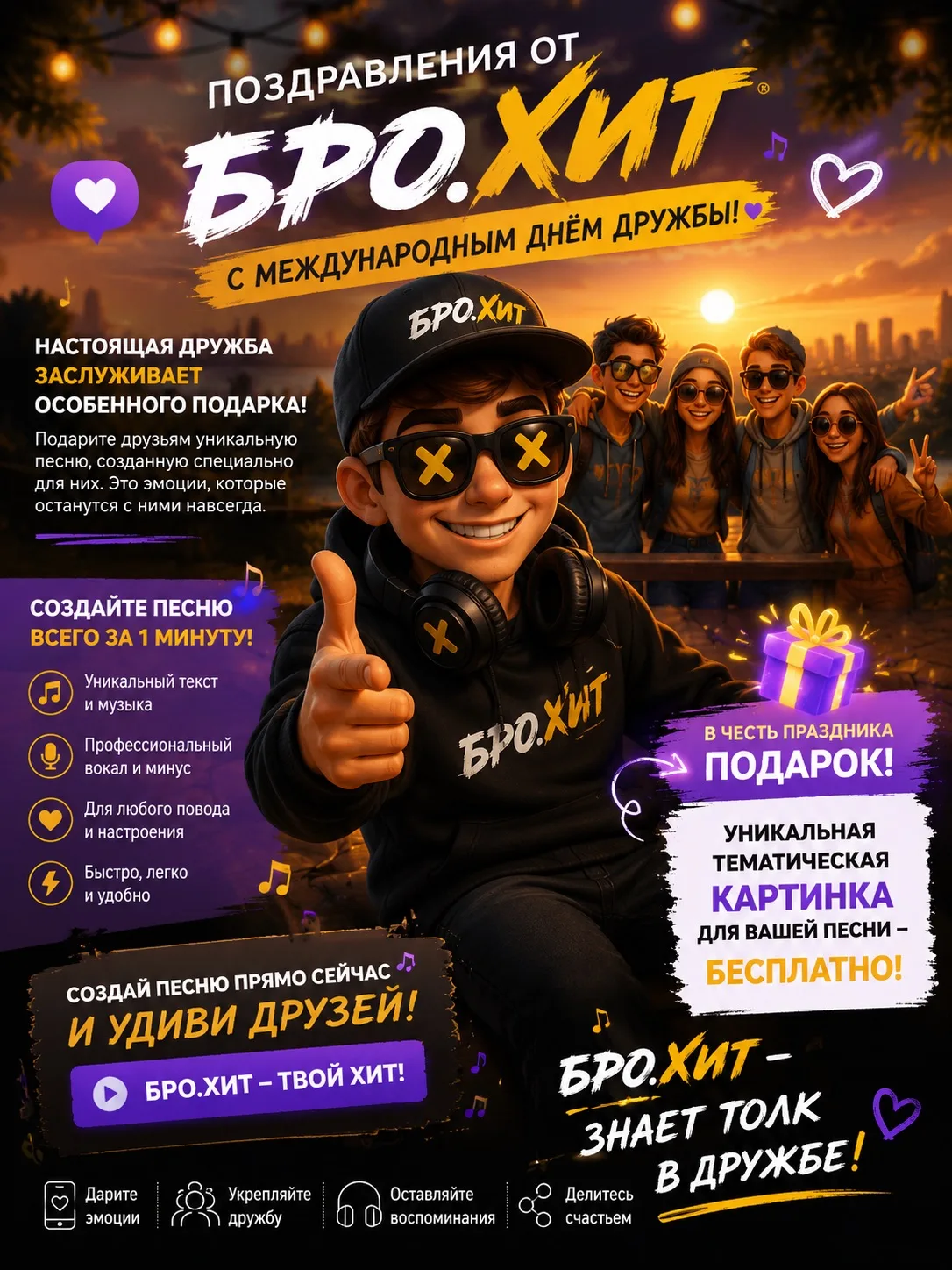 🤝 Поздравления от БРО.ХИТ с Международным днём дружбы! 💙