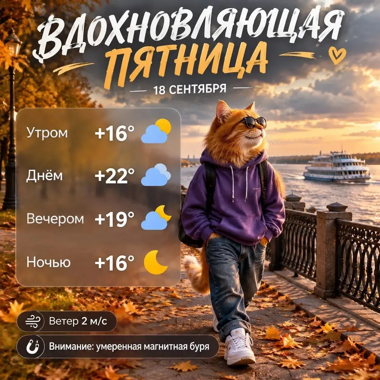 Финал рабочей недели намечается обнадеживающим в плане погоды. Днем почти полный штиль,...