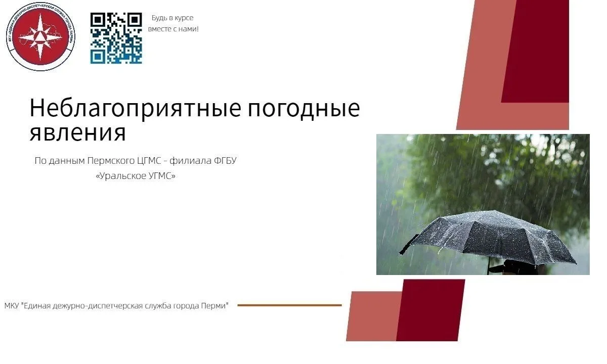 ⚠️ По данным Пермского ЦГМС - филиала ФГБУ «Уральское УГМС»: Вечером 11 июня, в течении суток 12 июн