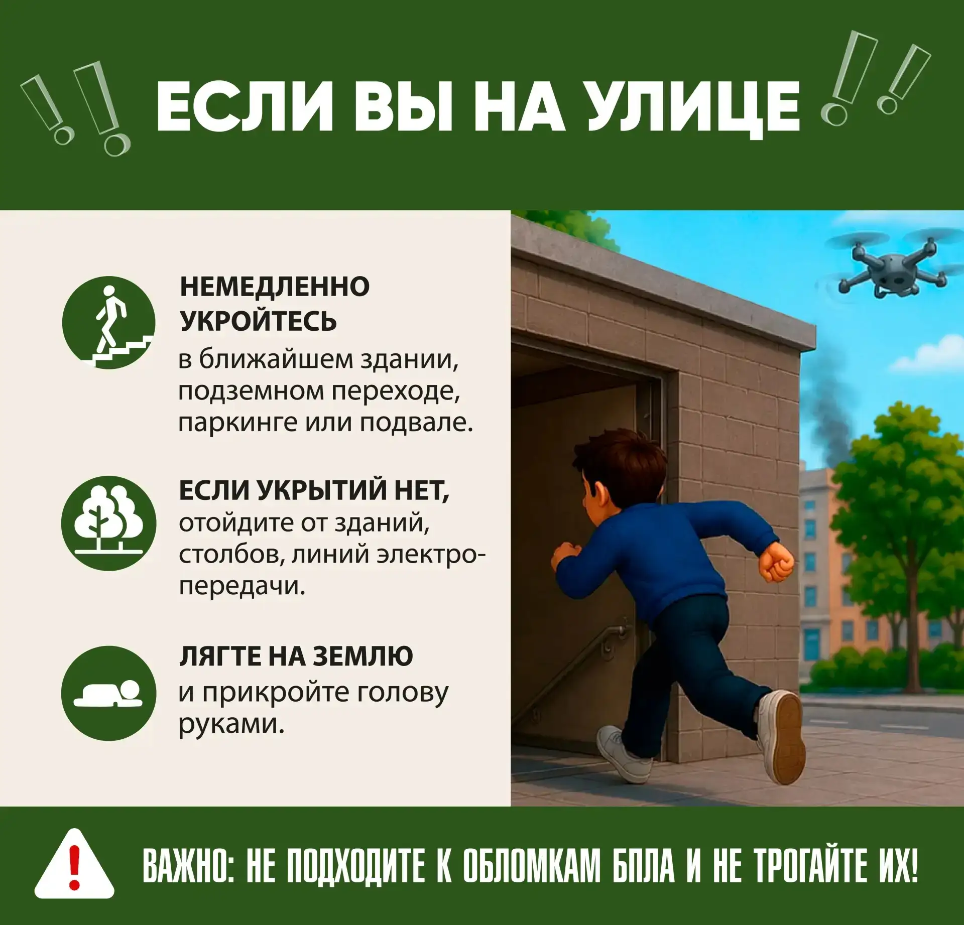 ⚠️ Что делать, если увидели БПЛА?