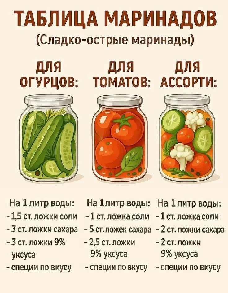 💡 Лайфхак
Сладко-острые маринады
