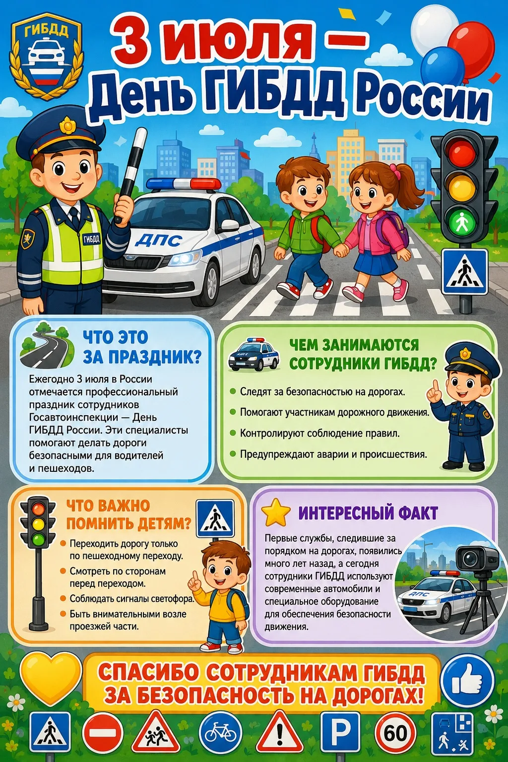 🚔 3 июля — День ГИБДД России