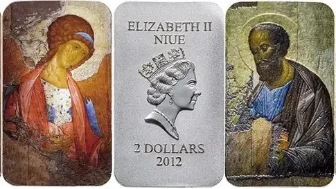 2 доллара Ниуэ 2012 года. Серия «Иконы Андрея Рублёва».