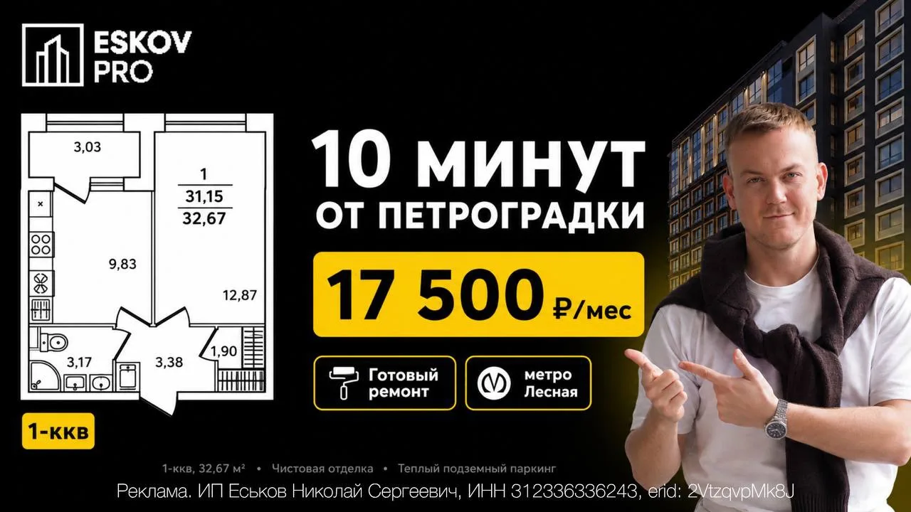 ⚡️ Петроградка рядом, платеж 17 500 ₽/мес, отделка уже включена

Это не кликбейт, а один из варианто