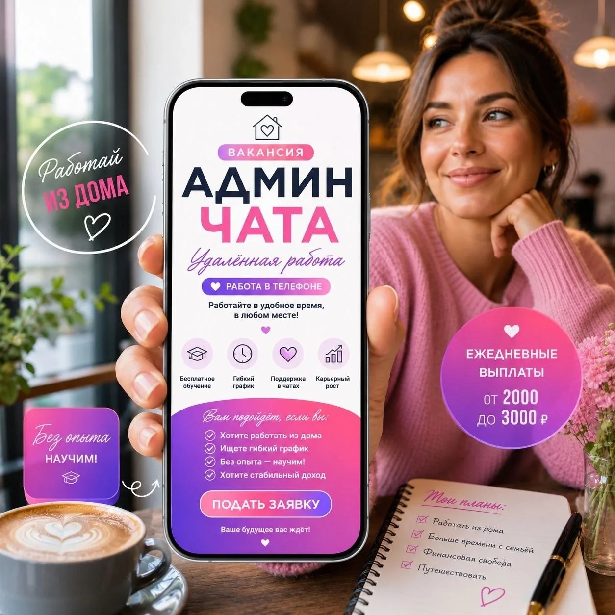💰 Ежедневные выплаты от 200 до 3000 ₽ + премии от 80 000 ₽ по результатам работы.
