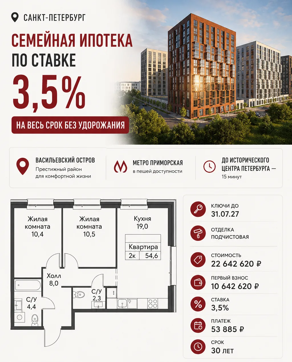 #Питер ⚡️Семейная ипотека 3,5% на весь срок без удорожания