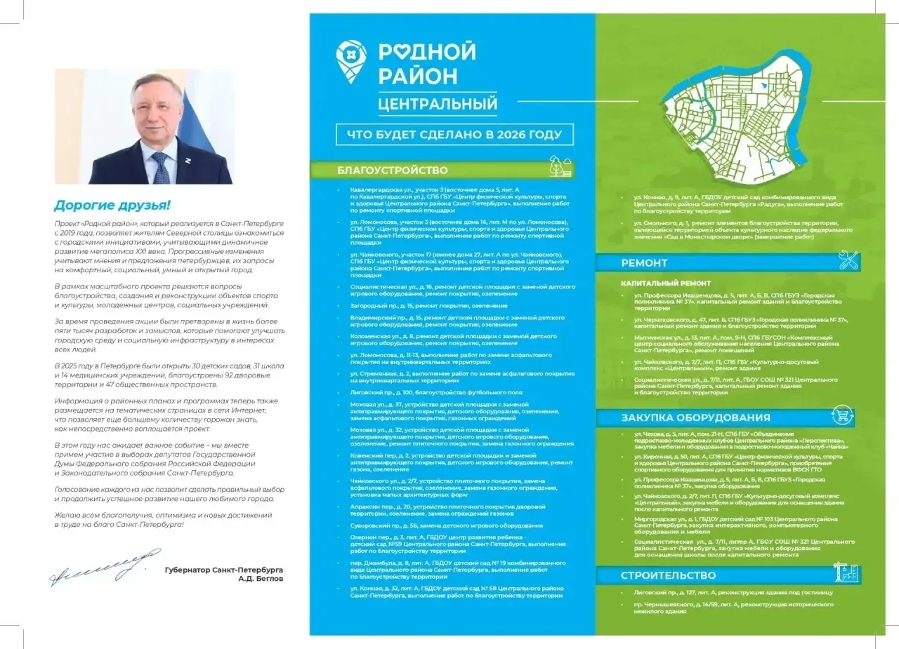 Проект «Родной район» был запущен в 2019 году по инициативе Губернатора Санкт-Петербург...