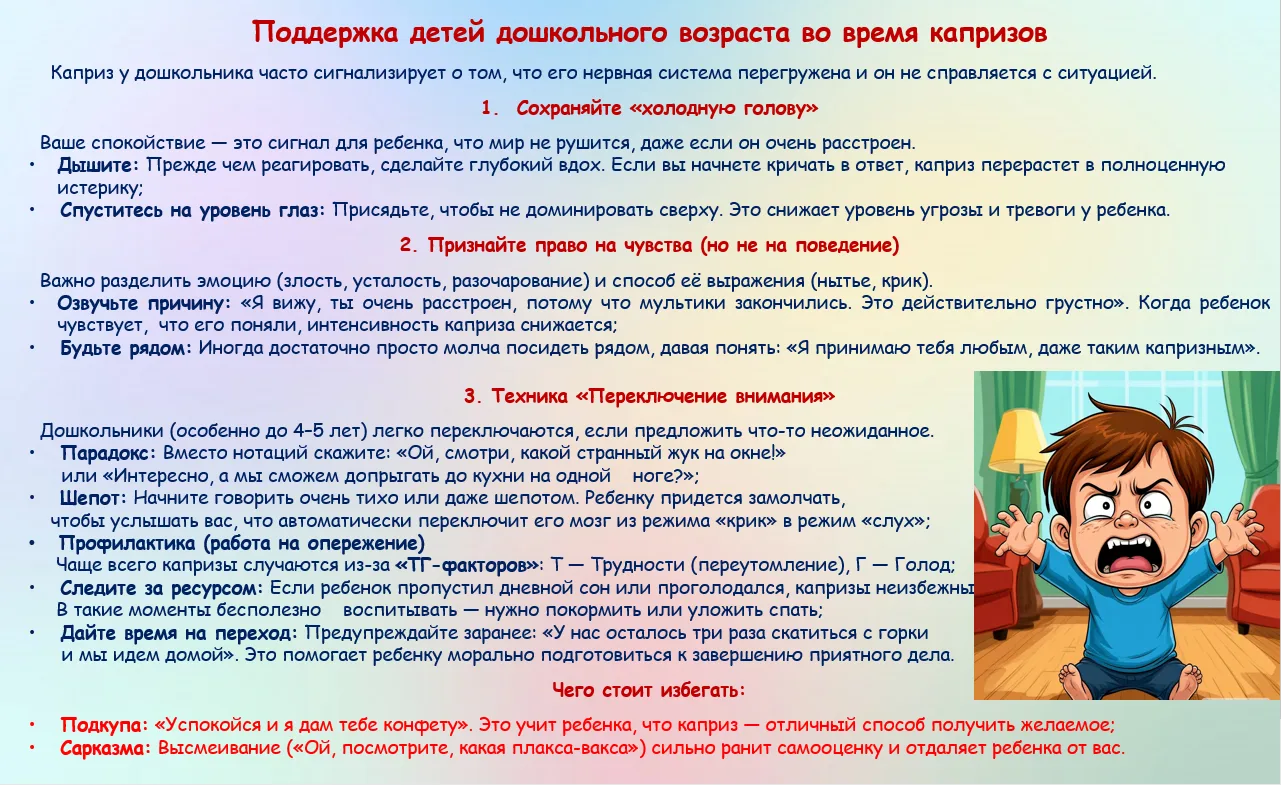 📌🖐Серия психологических консультаций!
💙️Поддержка детей дошкольного возраста во время капризов!

