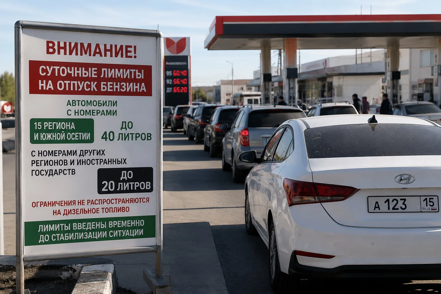 ⛽️В Северной Осетии действуют суточные лимиты на отпуск бензина.