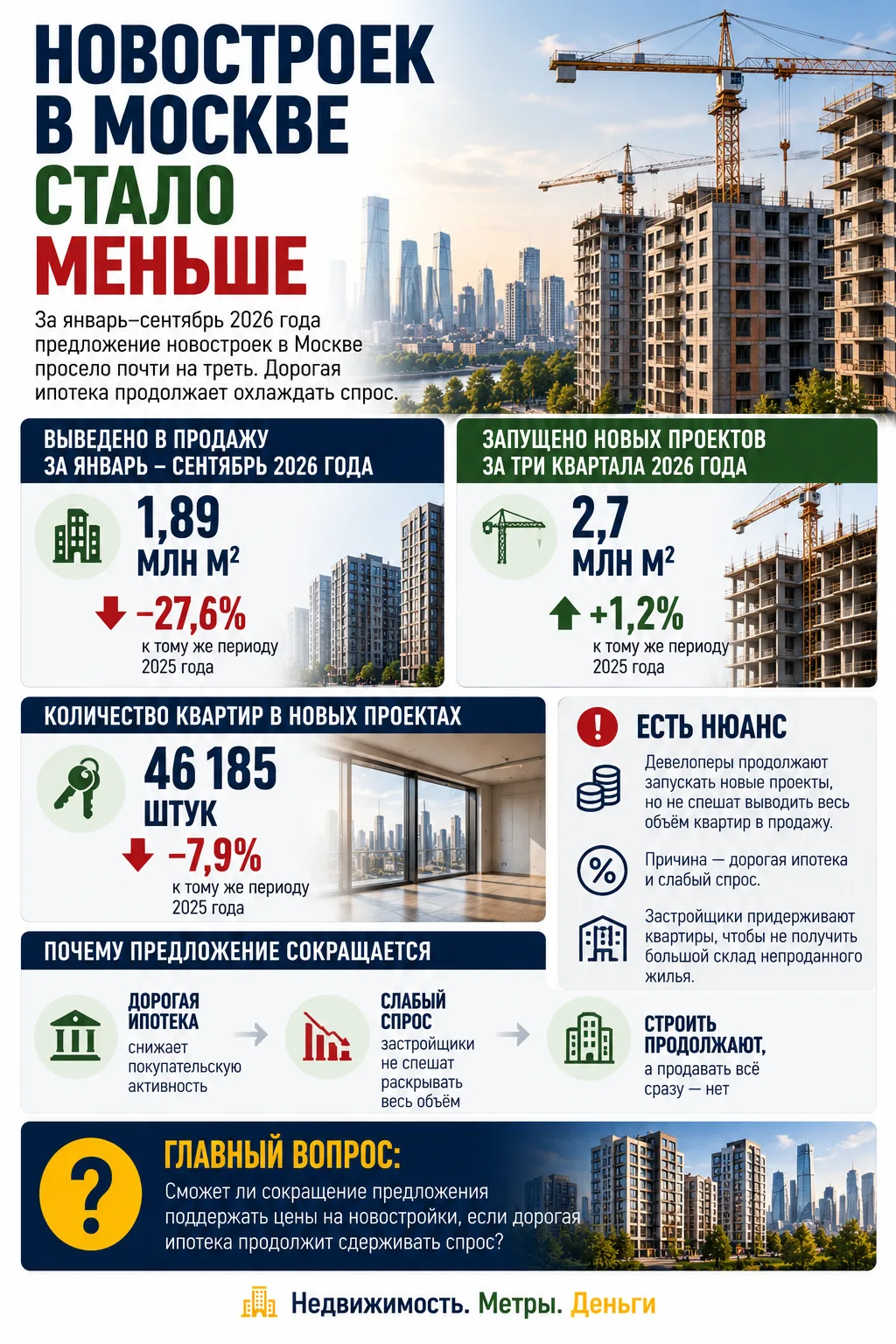 НОВОСТРОЕК В МОСКВЕ СТАЛО МЕНЬШЕ