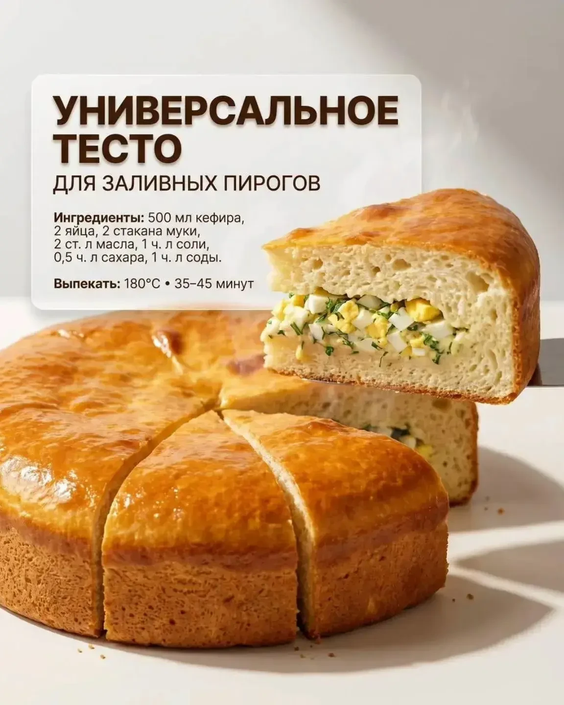 Пышное заливное тесто, которое получается у всех 👍  Мягкий, высокий и не оседает — сохрани, чтобы не