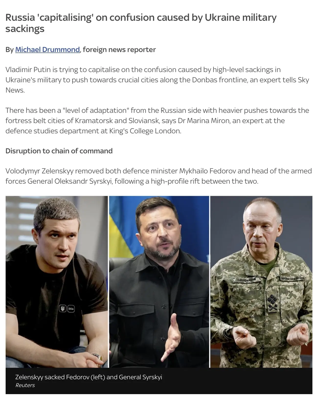 Во! Как я и предполагал, западные военные эксперты уже начинают песню о том, что смещение Зеленским 