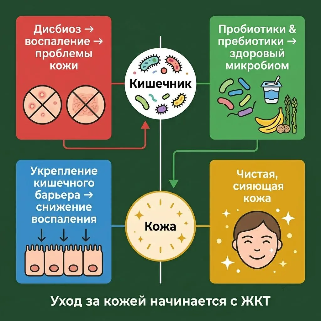 ОСЬ "КИШЕЧНИК-КОЖА: пробиотики для красоты.