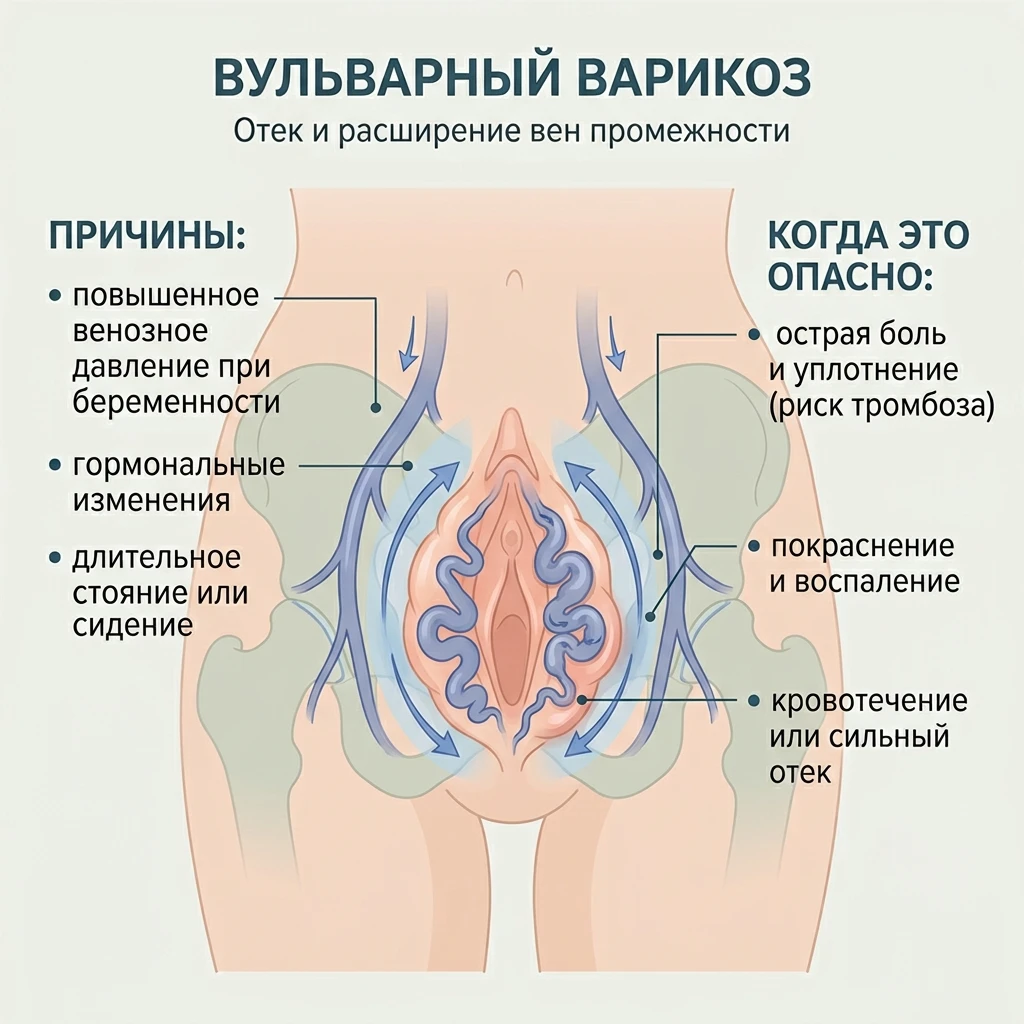 «Там внизу всё отекло, и я чувствую тяжесть». Варикоз... половых губ?