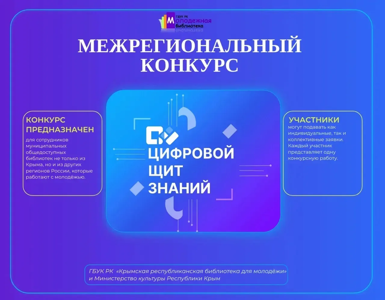 Внимание, коллеги! 📌
 📀Межрегиональный конкурс «Цифровой щит знаний» для библиотечных специалистов