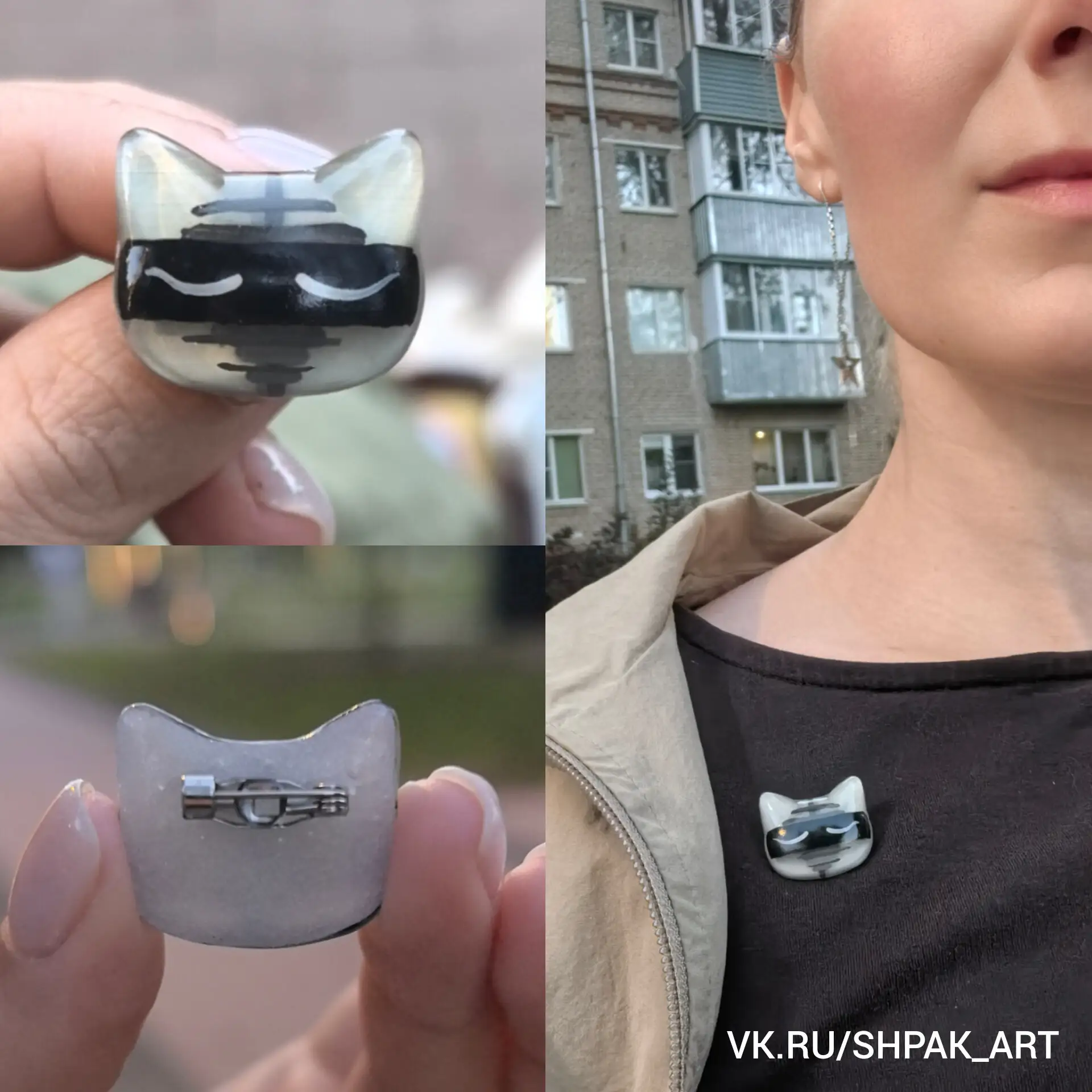 Крутецкий монохромный значок "Кот Супрематиста Чашника".