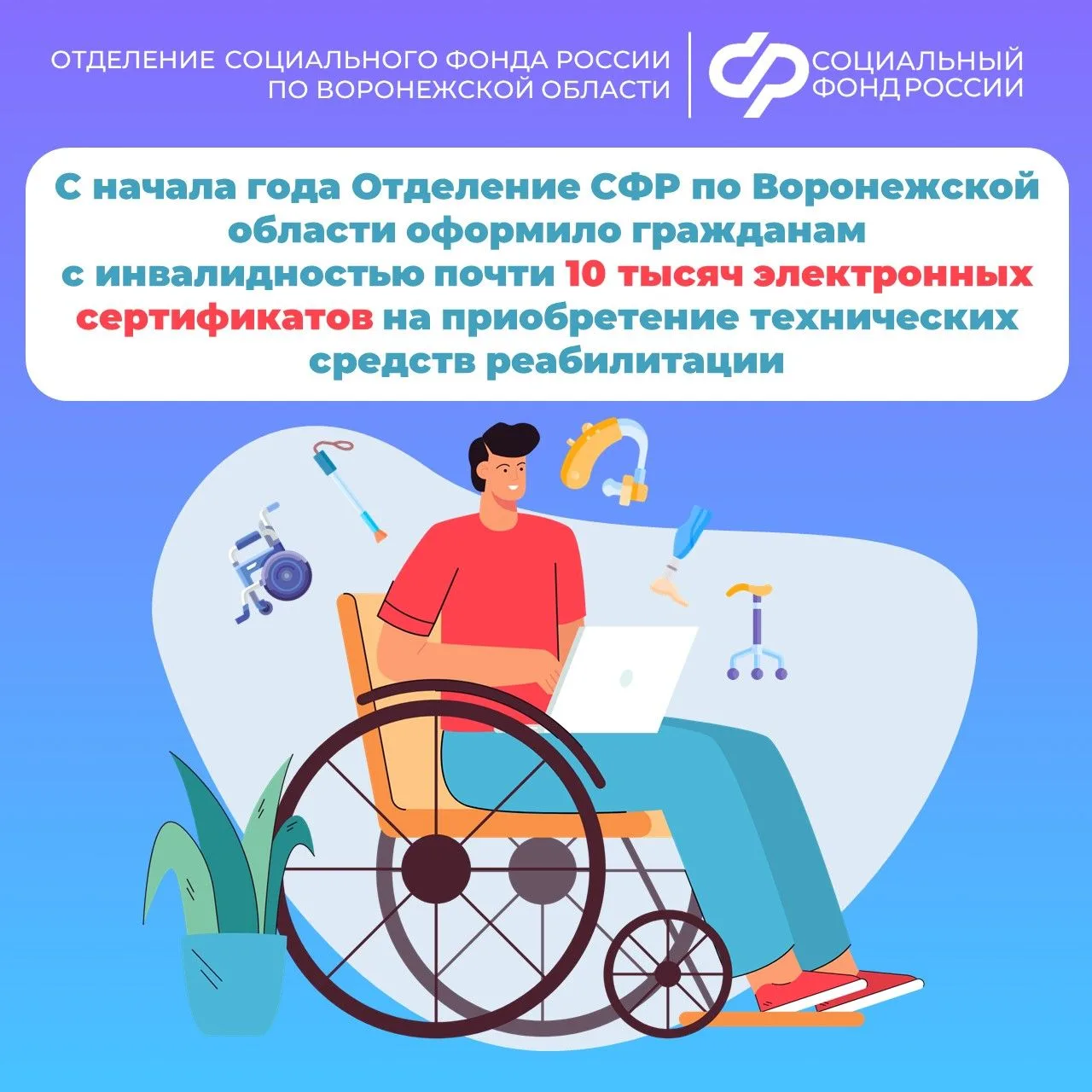 С помощью электронных сертификатов воронежцы смогли приобрести более 345 тысяч технических средств р