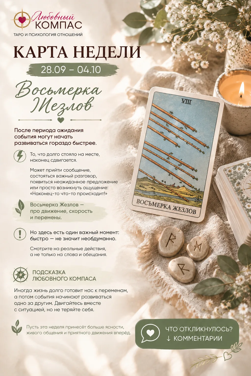 🧭 Карта недели | 28 сентября – 4 октября — Восьмёрка Жезлов