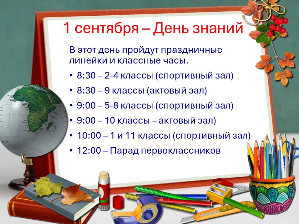 Форма одежды - парадная. Обязательно наличие сменной обуви, для родителей первоклассник...