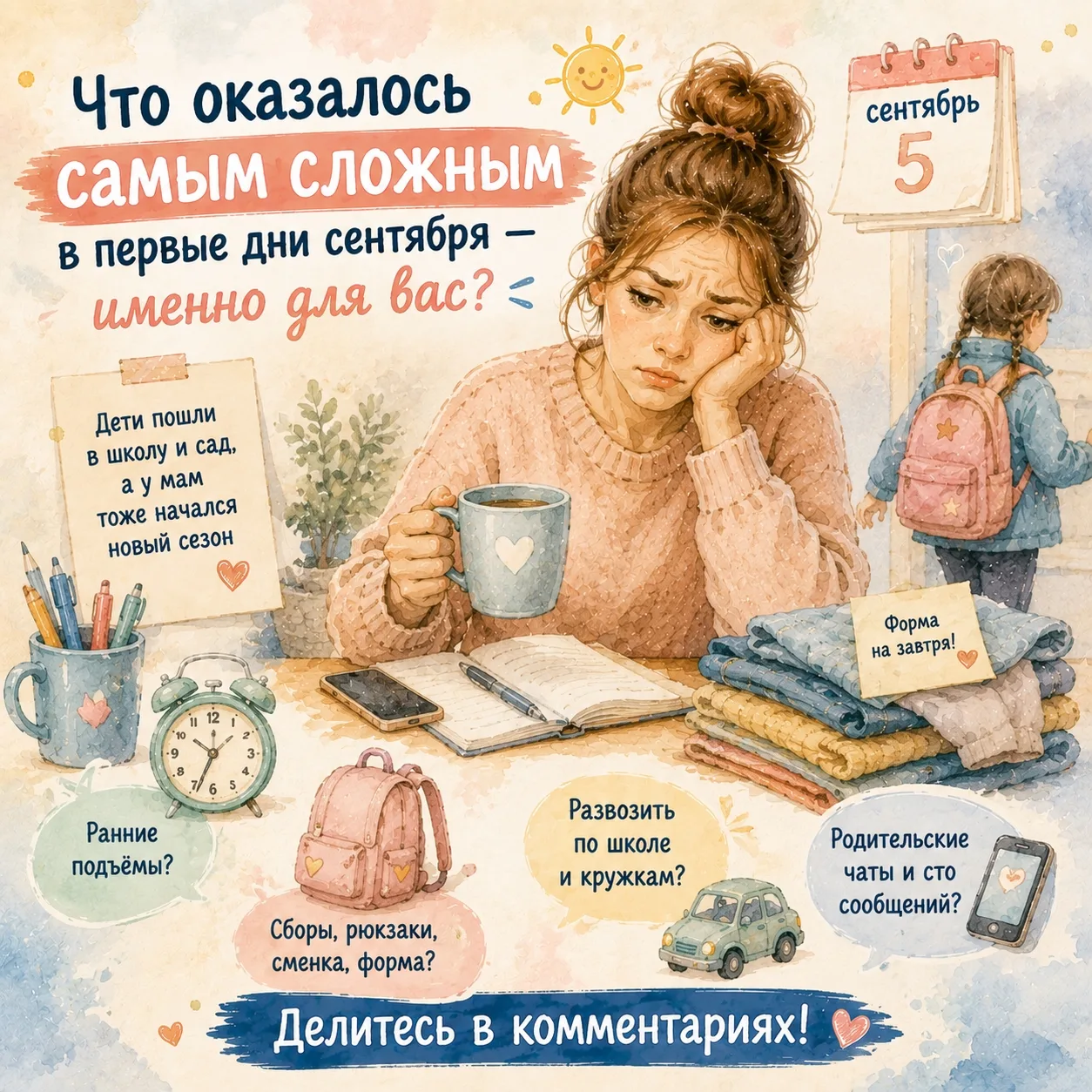 А что оказалось самым сложным в первые дни сентября… именно для вас? 😅