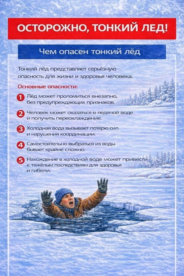 ❗️Памятка "Осторожно, тонкий лед!"