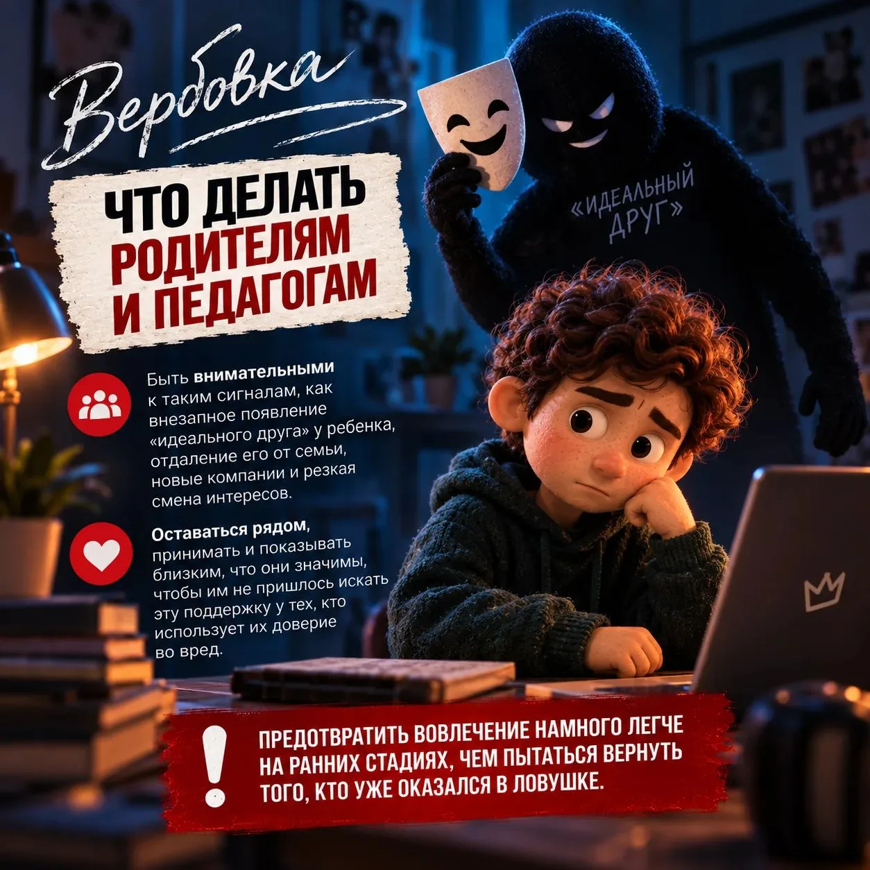 Вербовка подростков начинается незаметно – с общения, доверия и постепенного влияния.