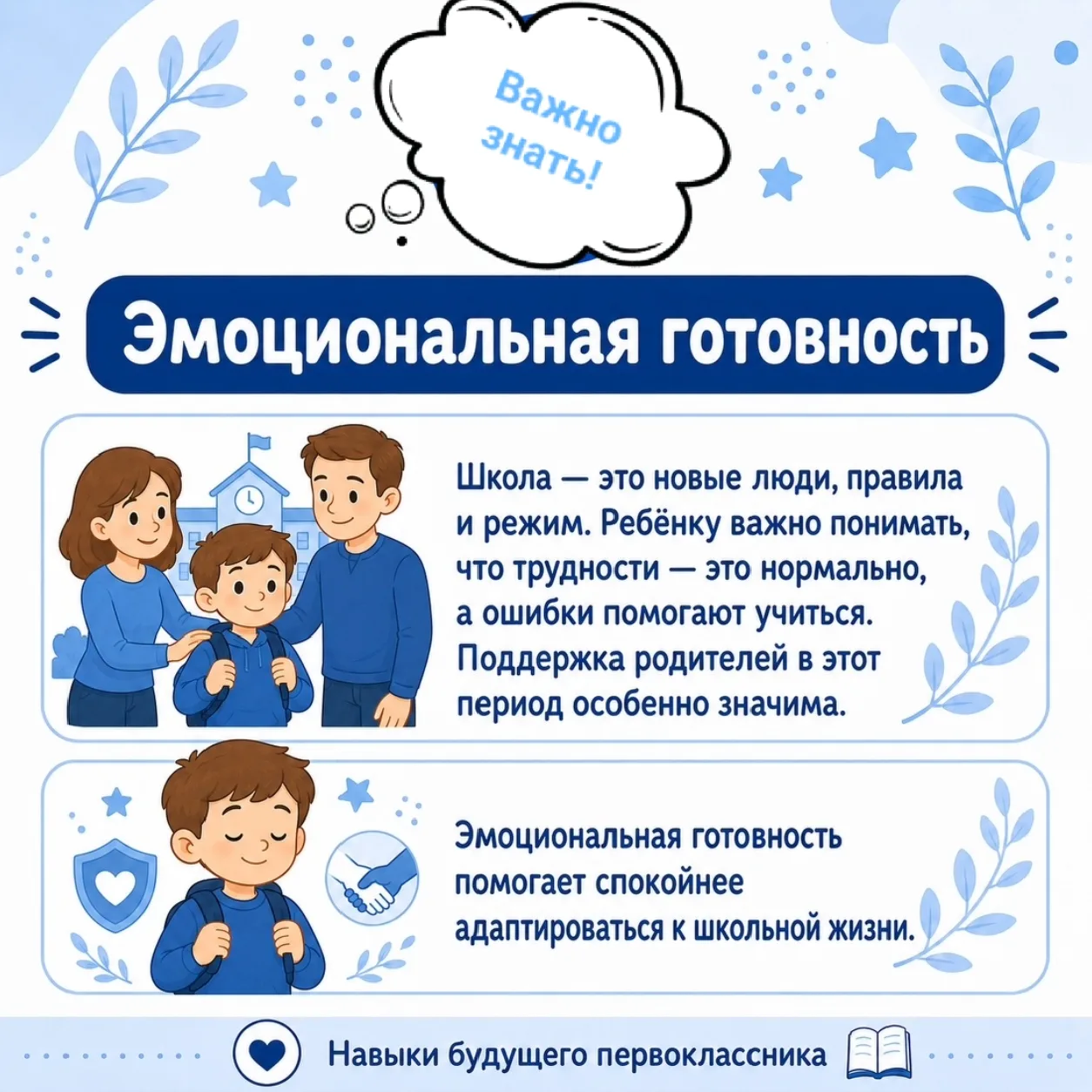 📚 Готовность к школе — это не только буквы и цифры

Уважаемые родители будущих первоклассников! 💙
