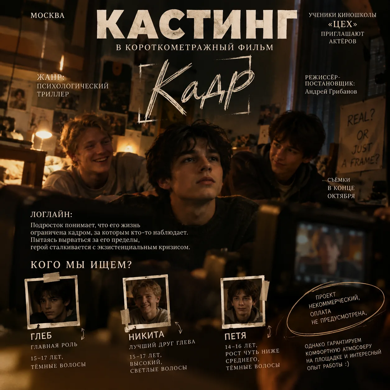 МОСКВА | КАСТИНГ В КОРОТКОМЕТРАЖНЫЙ ФИЛЬМ
