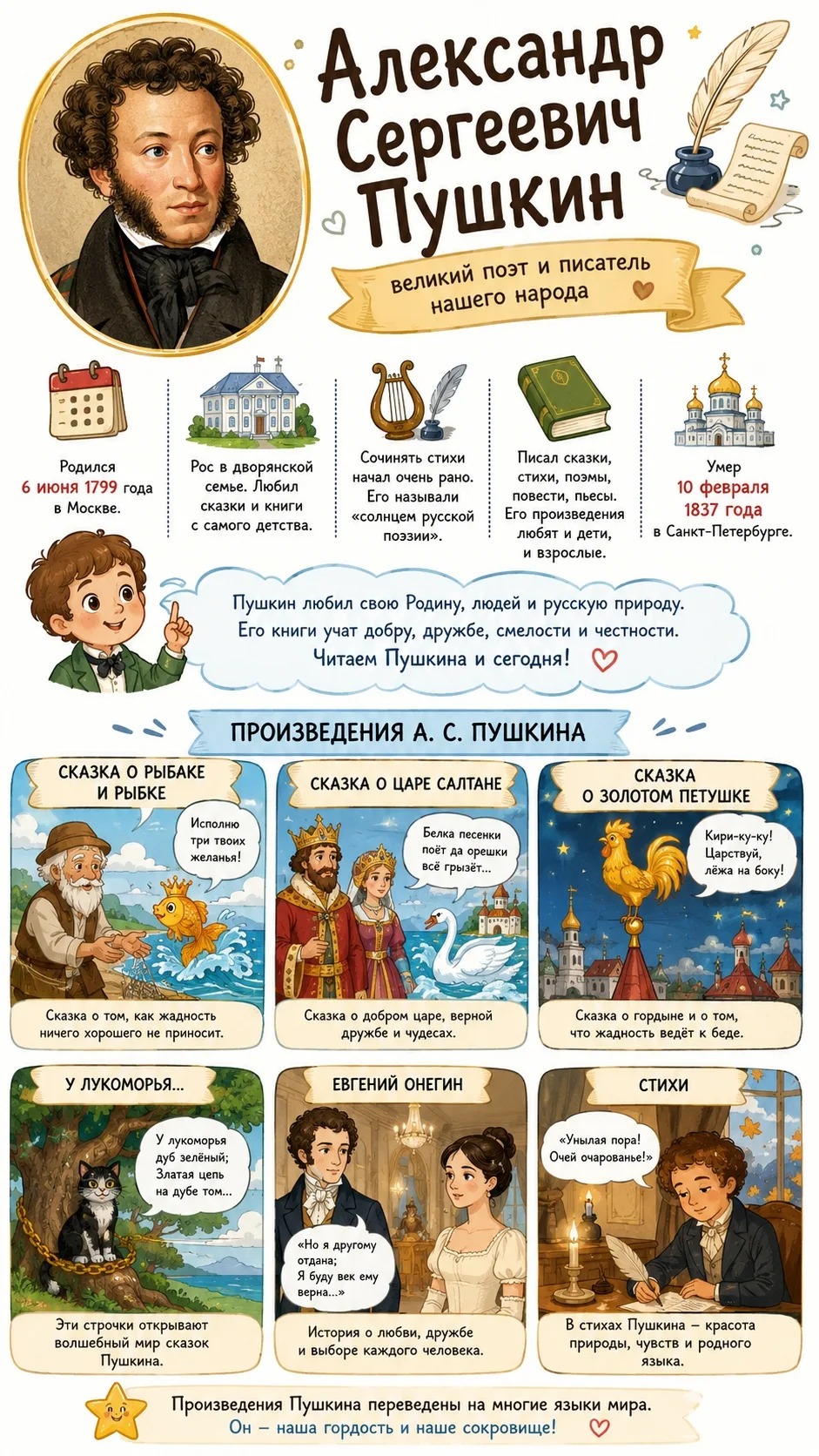 С произведений Александра Сергеевича Пушкина зачастую берёт своё начало путь ребёнка в ...