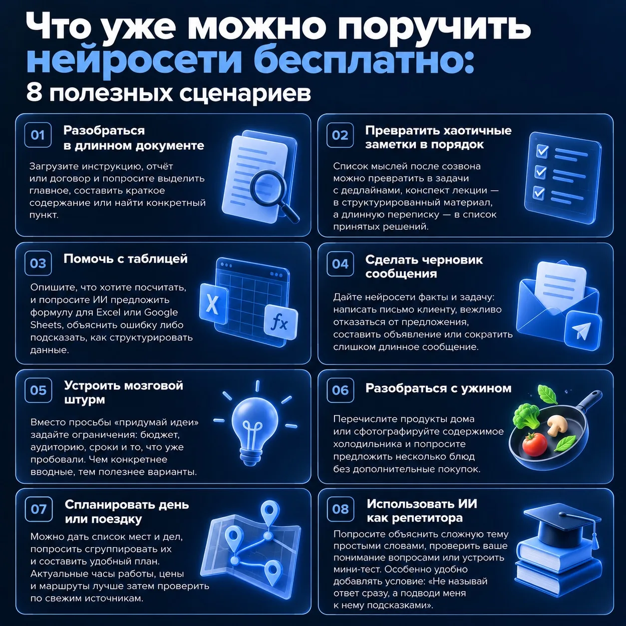 Что уже можно поручить нейросети бесплатно: 8 полезных сценариев