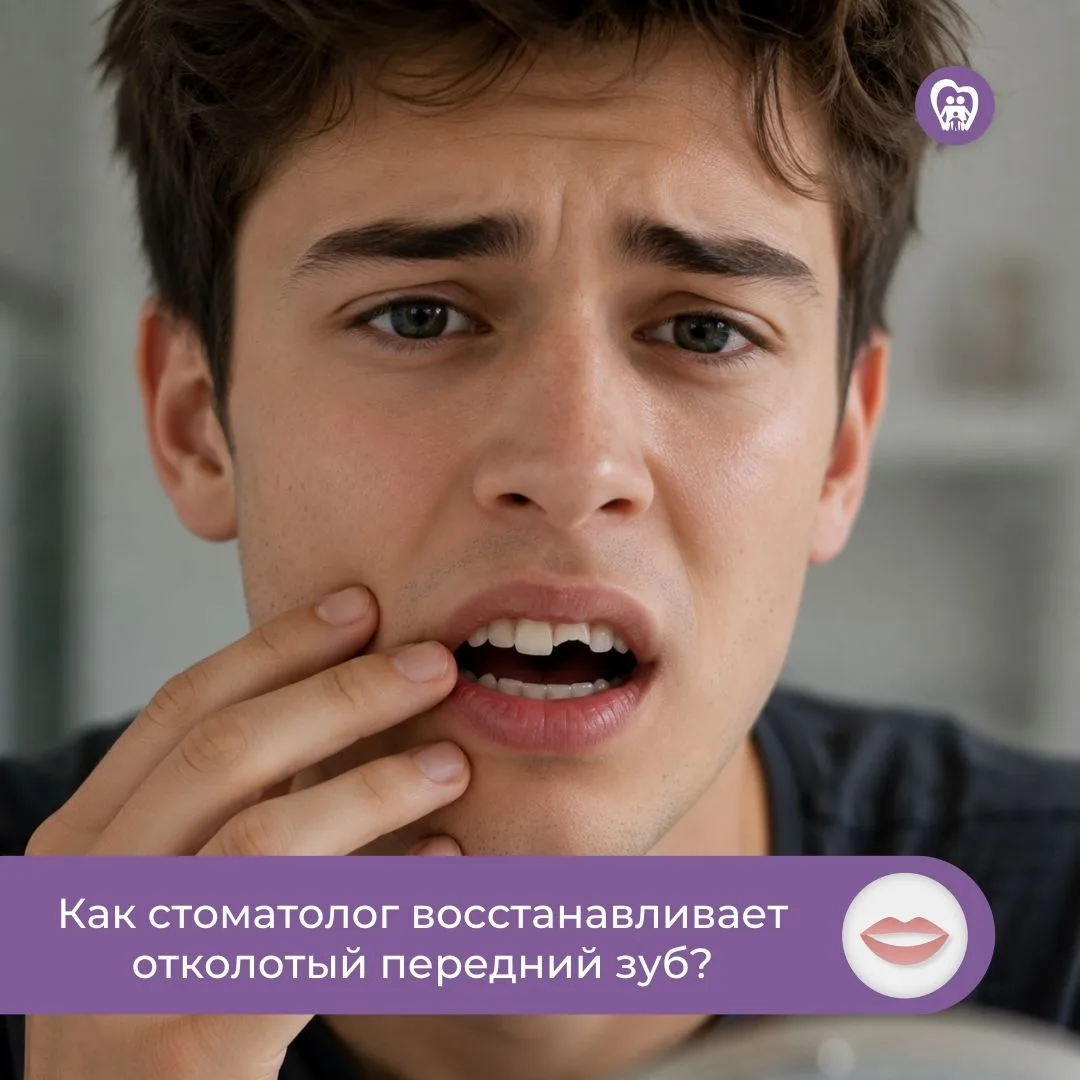 🦷 Как стоматолог восстанавливает отколотый передний зуб?