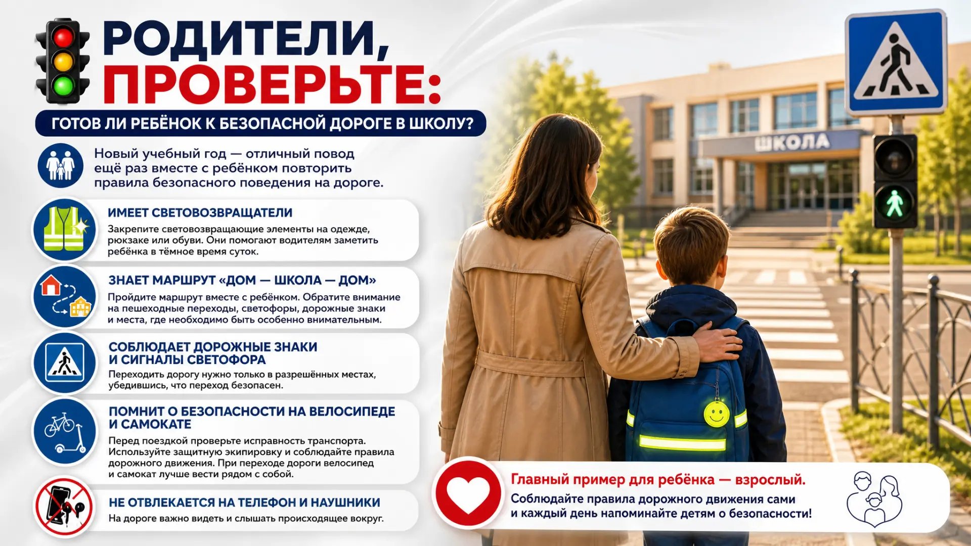 🚦 РОДИТЕЛИ, ПРОВЕРЬТЕ: ГОТОВ ЛИ РЕБЁНОК К БЕЗОПАСНОЙ ДОРОГЕ В ШКОЛУ?