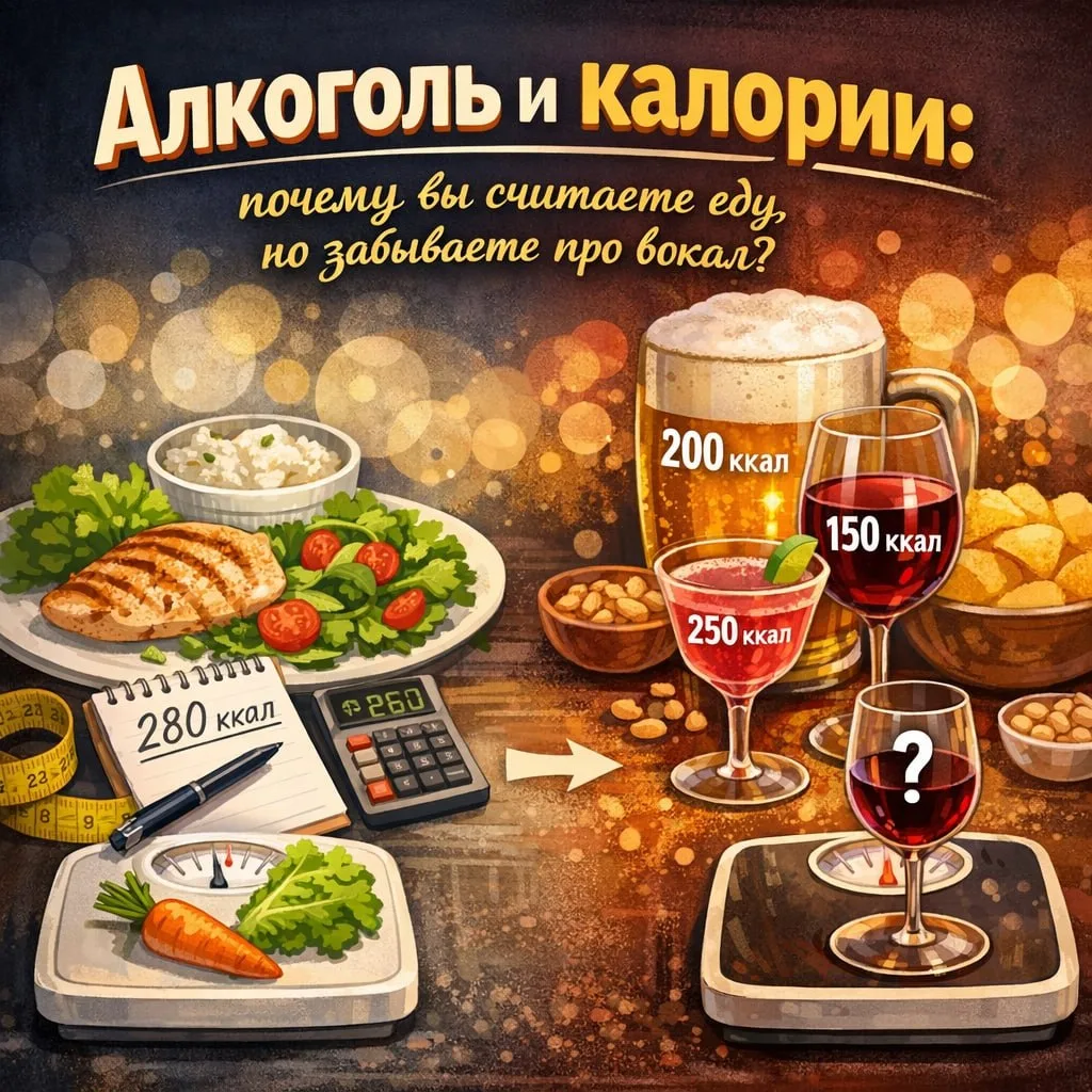 🥗 Алкоголь и калории: почему вы считаете еду, но забываете про бокал?