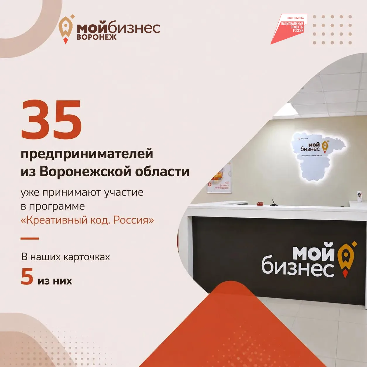 🎨 35 предпринимателей Воронежской области уже участвуют в национальной программе «Креа...