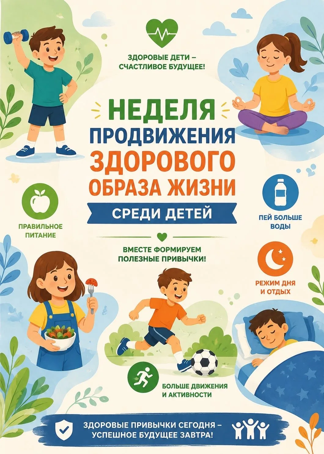 💪 Неделя продвижения здорового образа жизни среди детей: здоровые привычки — основа бу...