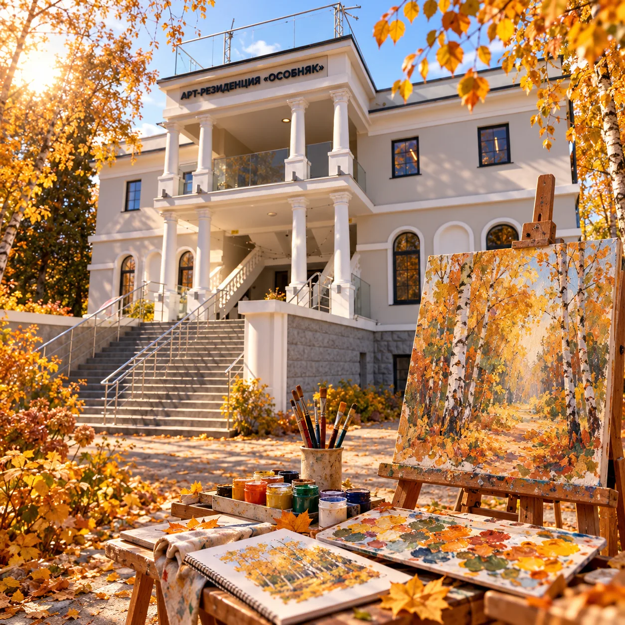 Мастер-класс «Берёзы в осеннем лесу» 🎨