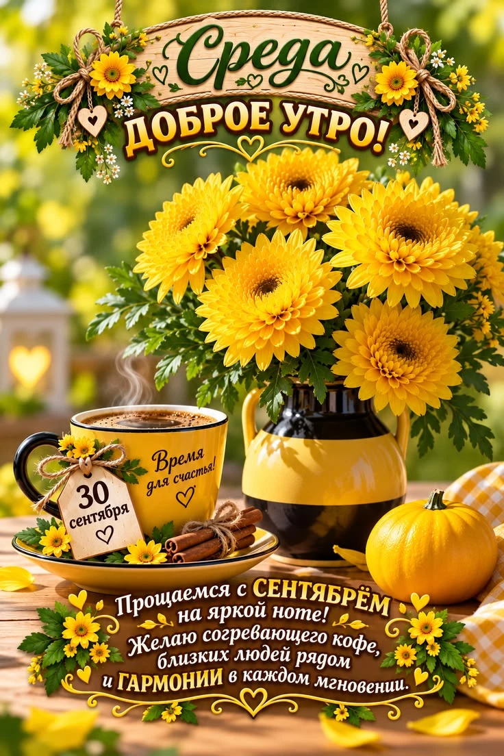 🌹🌹🌹 Замечательной среды! С последним сентябрьским днём!