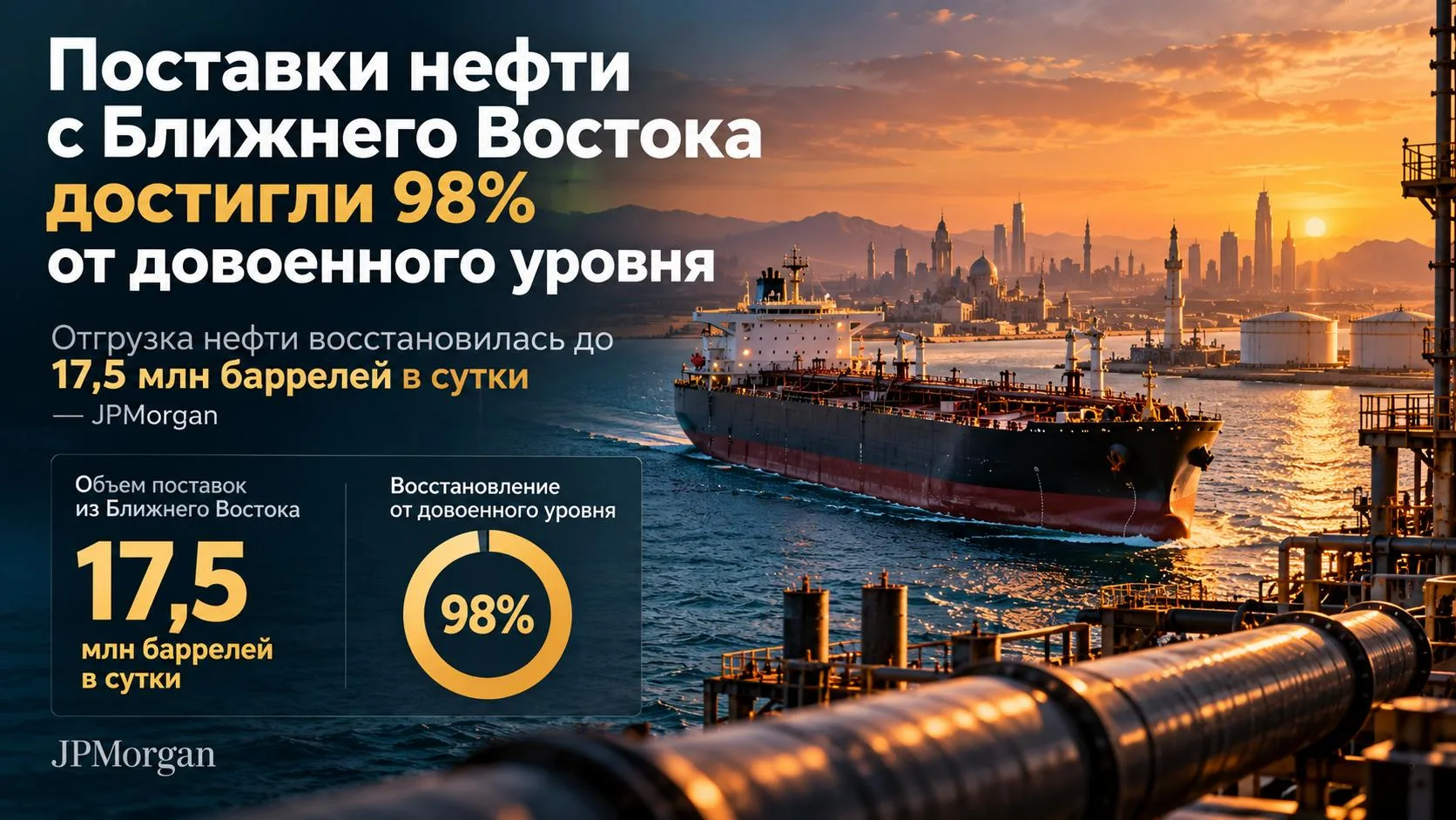 🌎🛢Новость: поставки нефти с Ближнего Востока достигли 98% от довоенного уровня. Отгру...