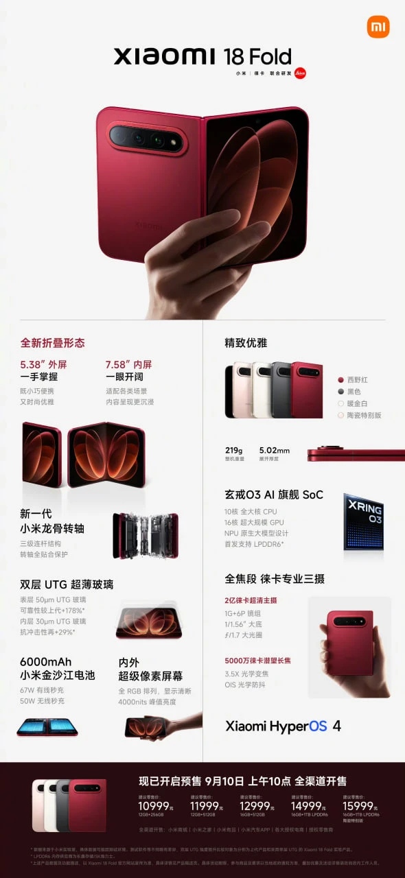 Xiaomi 18 Fold официально представлен – конкурент будущего iPhone Ultra!