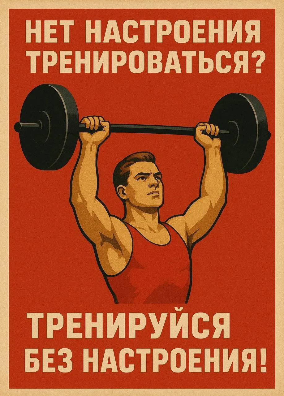 Мой девиз перед каждой тренировкой🙈 

Когда уже там эта любовь к спорту разовьется, жду ее очень)))