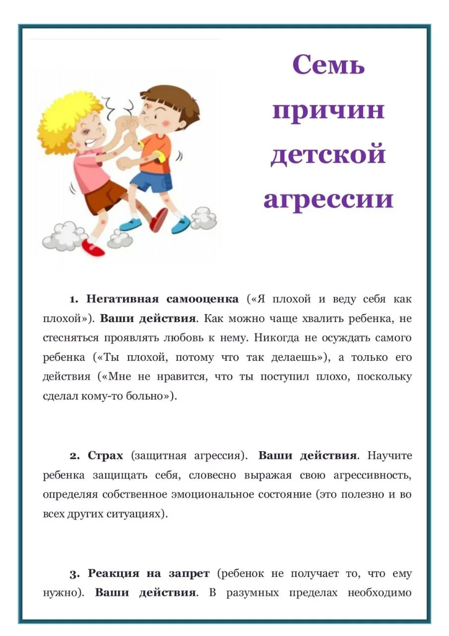 #памятка_childpsy

📌 Причины детской агрессии, 
Попова Е.А. 

Детская агрессия – сложное и многогра