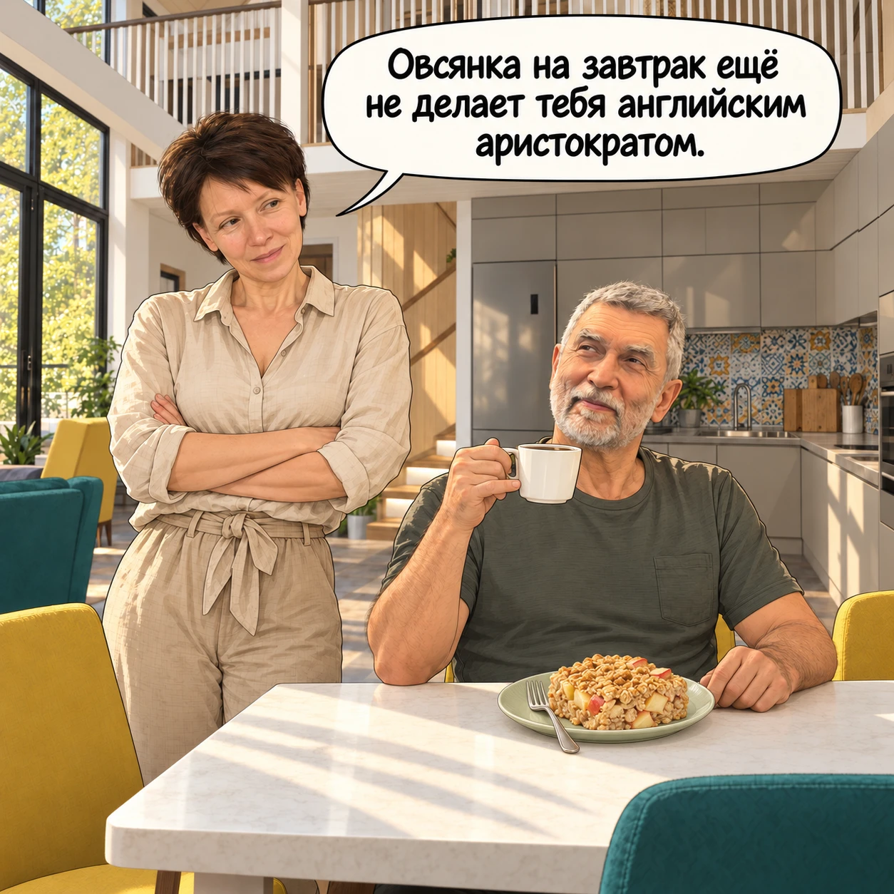 Сегодня у нас на завтрак запечённая овсянка, которую можно нарезать кусочками.