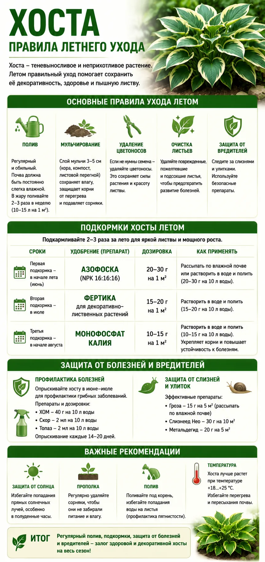 Хоста - правила летнего ухода