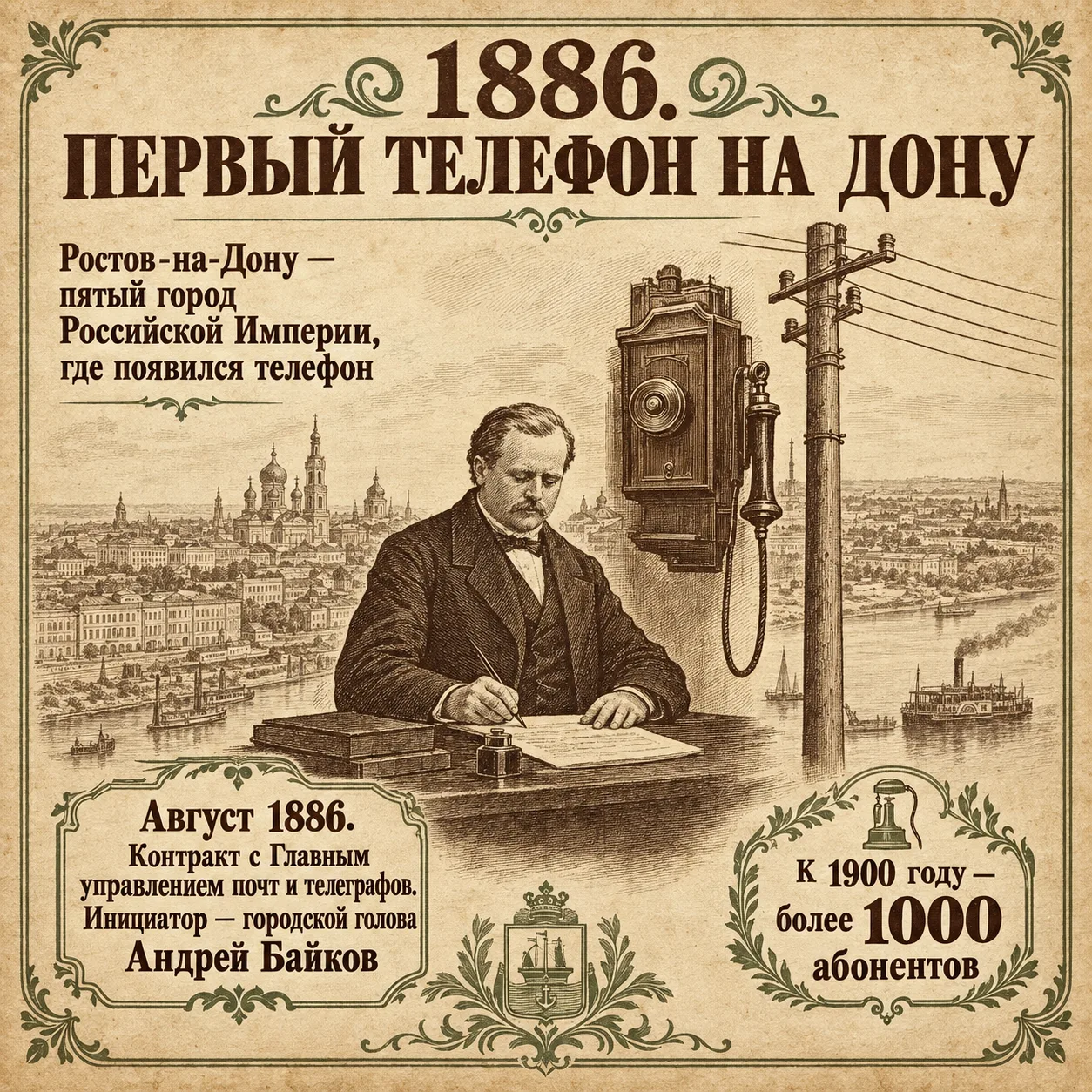 Ростов-на-Дону был пятым городом Российской Империи, где появился телефон