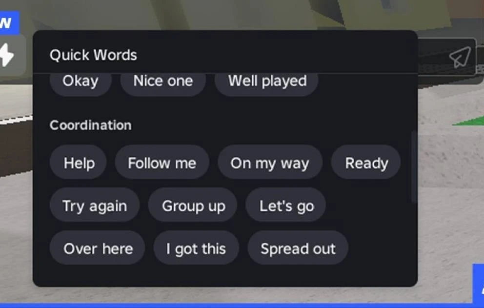 Уже на следующей неделе в Roblox появится функция Quick Words. С помощью этих готовых текстовых шабл