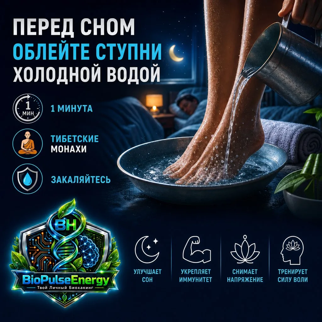 Перед сном облейте ступни холодной водой